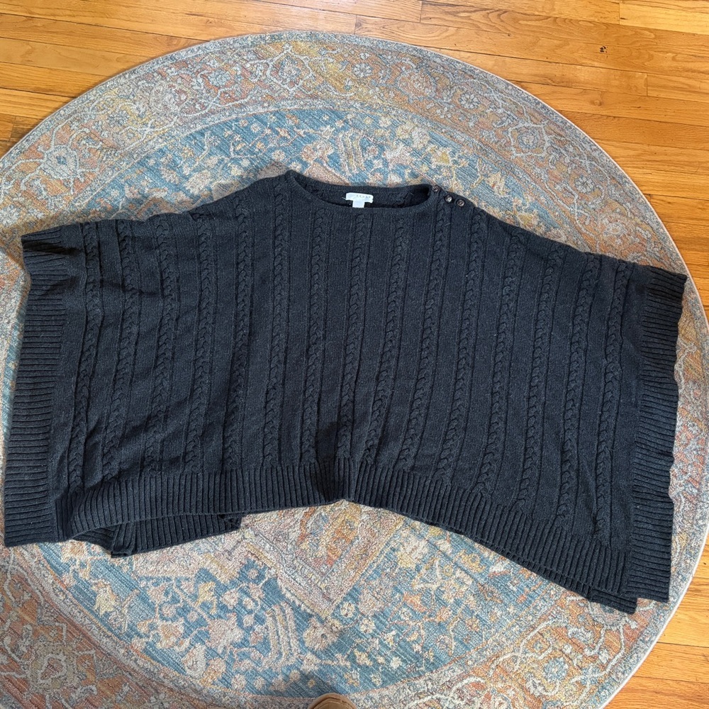 Kenar Charcoal Cable Knit Poncho / Shawl